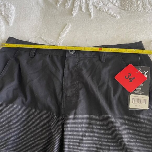 Da Hui Board Shorts Men 34 Black Gray Swim Trunks Hybrid 10 Inch Water Resistant - Picture 9 of 10